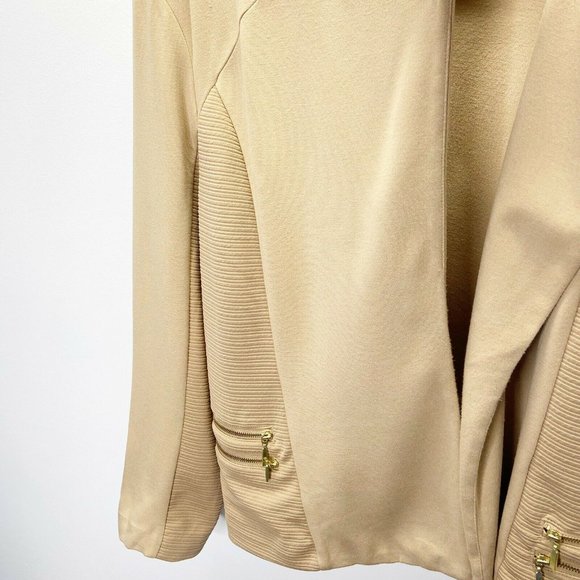 Chicos Moto Draped Open Front Ribbed Jacket - Picture 8 of 10